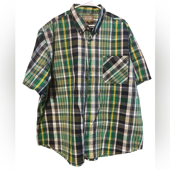 CE Schmidt Work Wear Short-Sleeve Plaid Button-Up Shirt in Green/Black - Picture 2 of 7